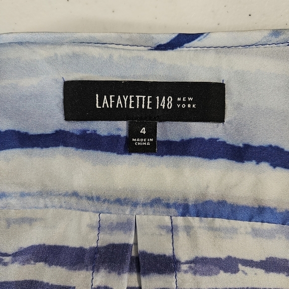 Lafayette 148 Blue Silk Top - Picture 4 of 6